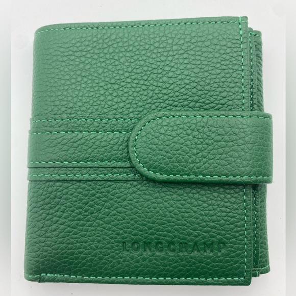 Longchamps Kelly Green Small Bifold Snap Wallet NWOT - Picture 4 of 10